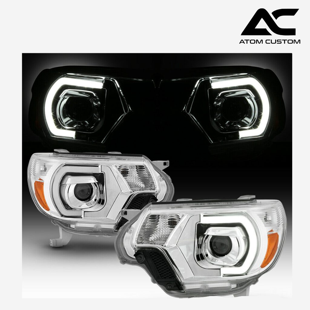 Faros Frontales Cromados Con Barra Drl Toyota Tacoma Atom