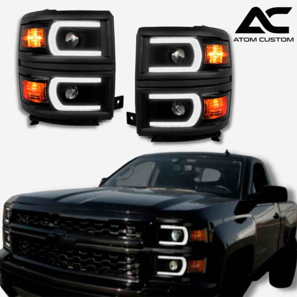 Faros Frontales Luz DRL Chevrolet Silverado 2003 2007 Atom Custom