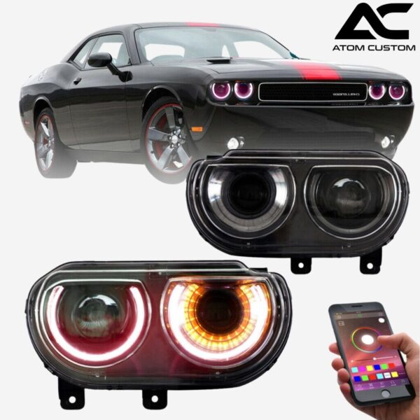 Faros LED RGB Dodge Challenger 2008 2014 Atom Custom