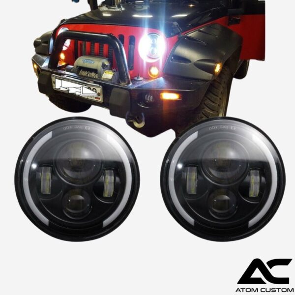 Faros ojo de ángel LED tipo halo Jeep Wrangler 2010 2012 Atom Custom