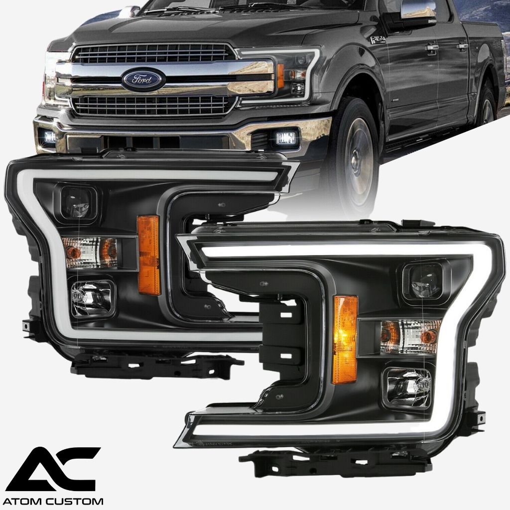 Faros Delanteros Con Proyector Y Barra Led Completa F150 2018 2020 Atom Custom 2957